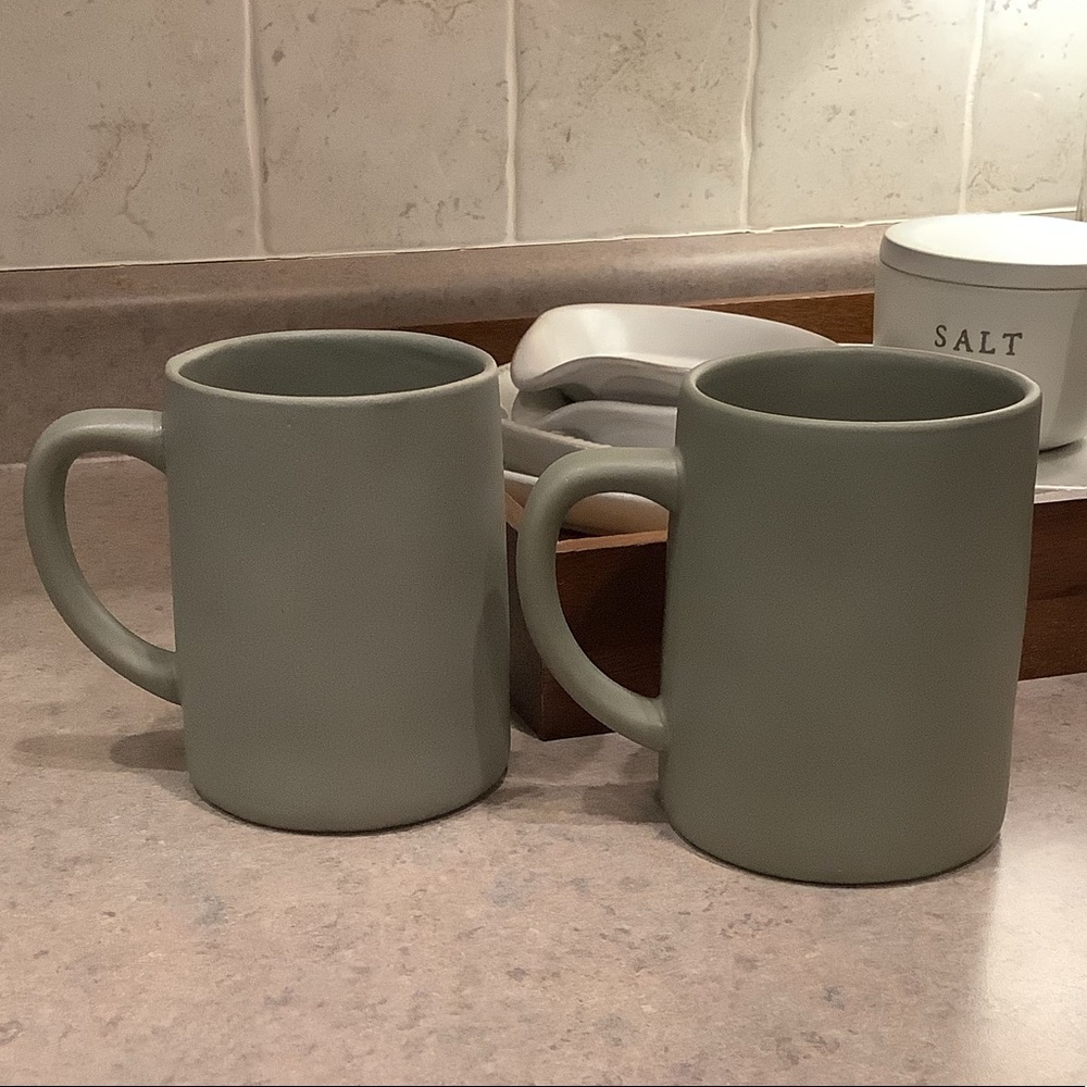 Set of 2 Hearth and Hand with Magnolia Matte Olive Green Coffee Mugs